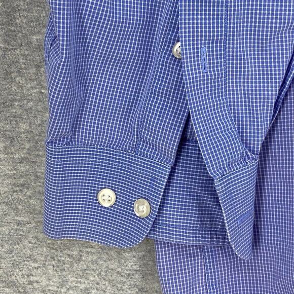 Nautica Shirt Mens 18 Blue Check Button Up Long Sleeve Casual Cotton Collared - Picture 4 of 11